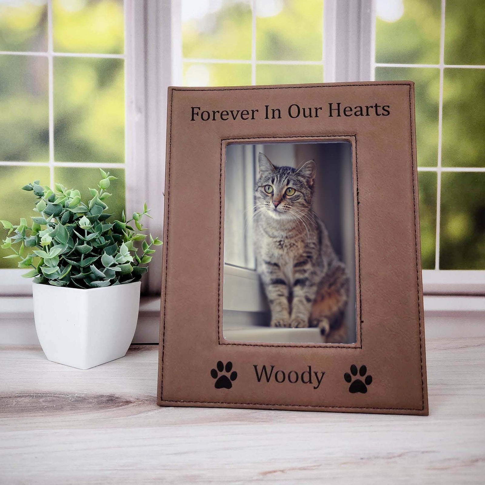 Forever In Our Hearts - Pet Memorial Leatherette Picture Frame