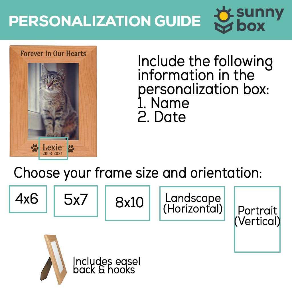 Forever In Our Hearts - Pet Memorial Personalized Wood Engraved Frame - Sunny Box