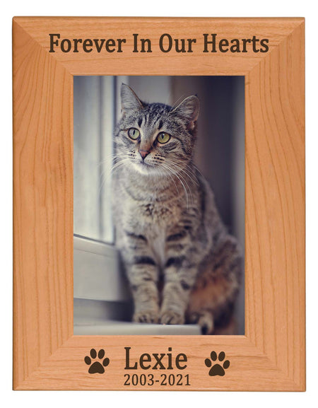 Forever In Our Hearts - Pet Memorial Personalized Wood Engraved Frame - Sunny Box