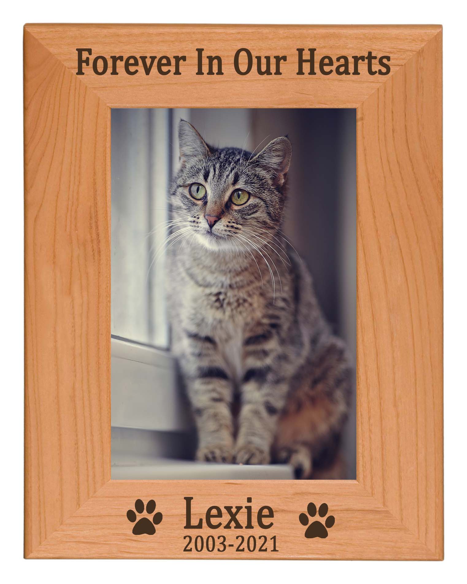 Forever In Our Hearts - Pet Memorial Personalized Wood Engraved Frame - Sunny Box
