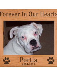 Forever In Our Hearts - Pet Memorial Personalized Wood Engraved Frame - Sunny Box