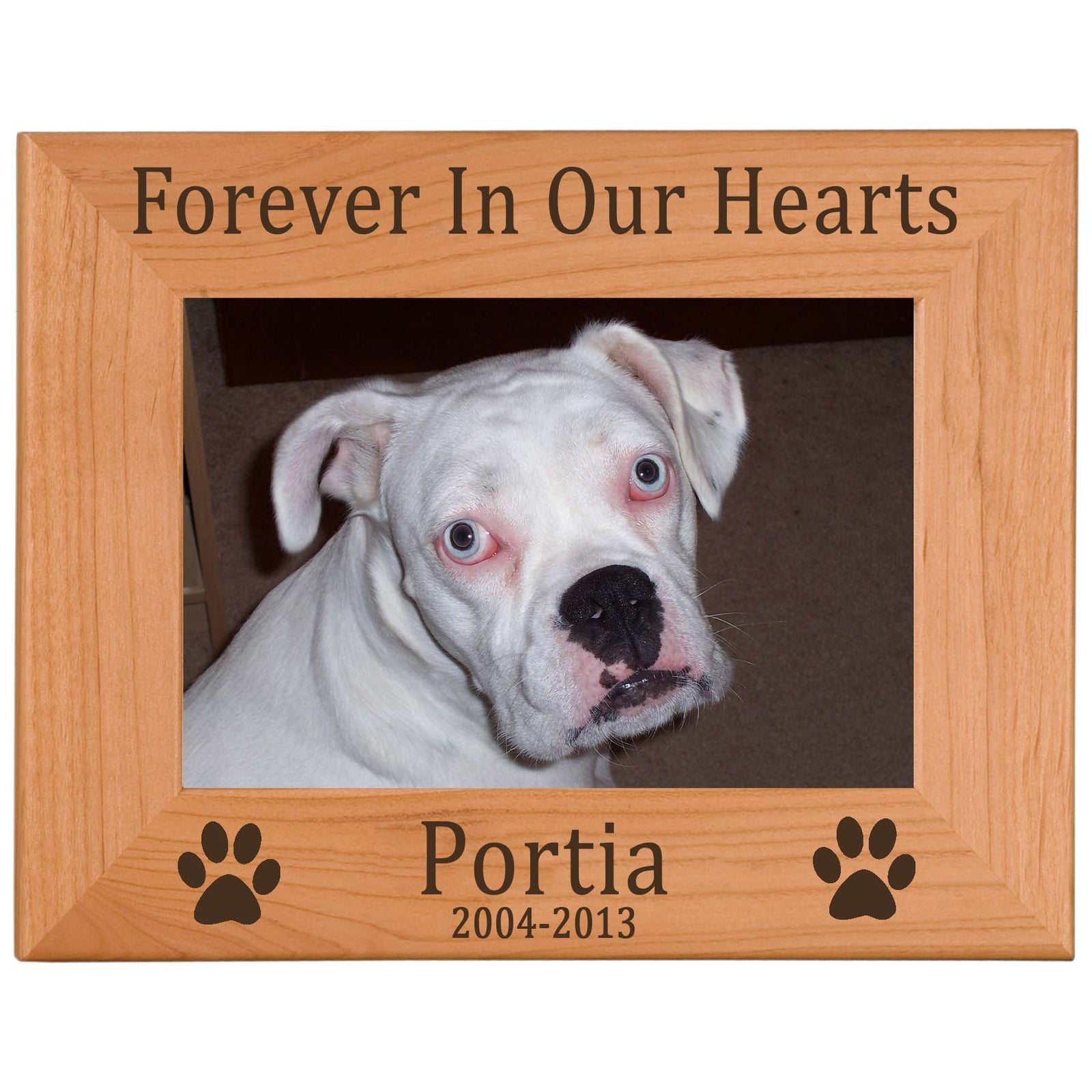 Forever In Our Hearts - Pet Memorial Personalized Wood Engraved Frame - Sunny Box