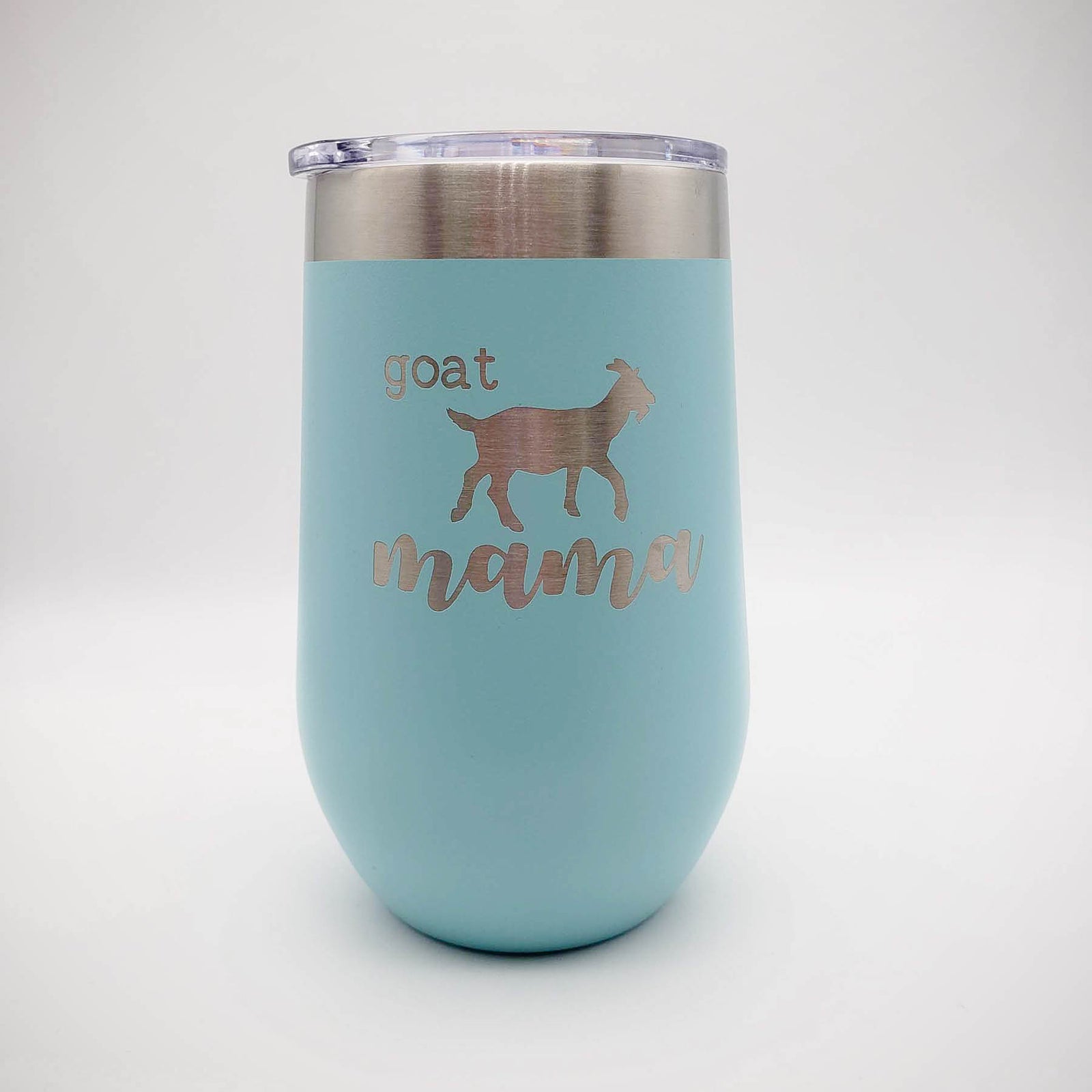 Goat Mama Engraved Polar Camel Teal 16oz Wine Tumbler by Sunny Box