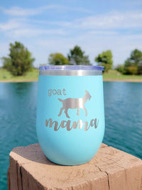 Goat Mama - Engraved 12oz Polar Camel Wine Tumbler Teal - Sunny Box