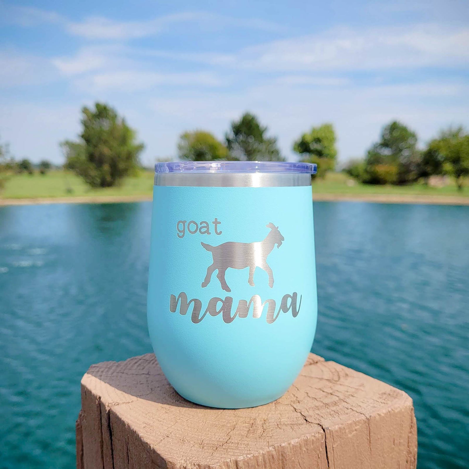 Goat Mama - Engraved 12oz Polar Camel Wine Tumbler Teal - Sunny Box