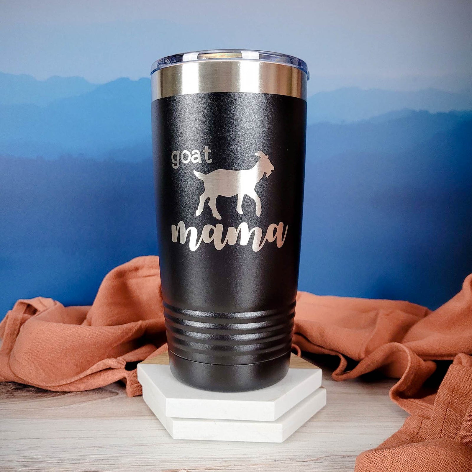 Goat Mama Engraved Polar Camel 20oz Black Tumbler by Sunny Box