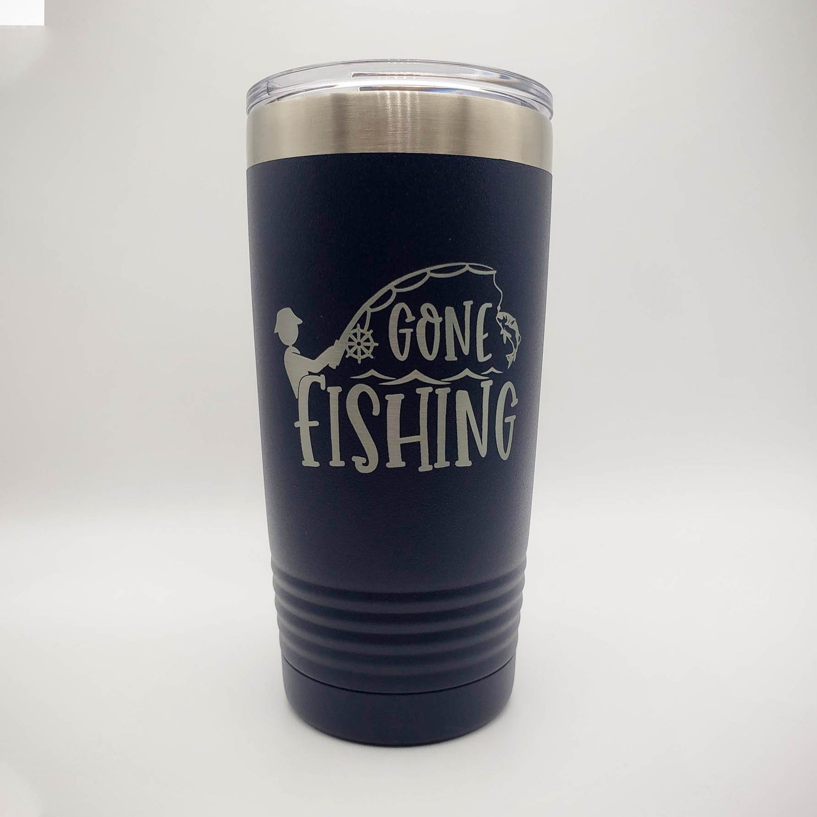 Gone Fishing - Engraved 20oz Polar Camel Tumbler Navy - Sunny Box