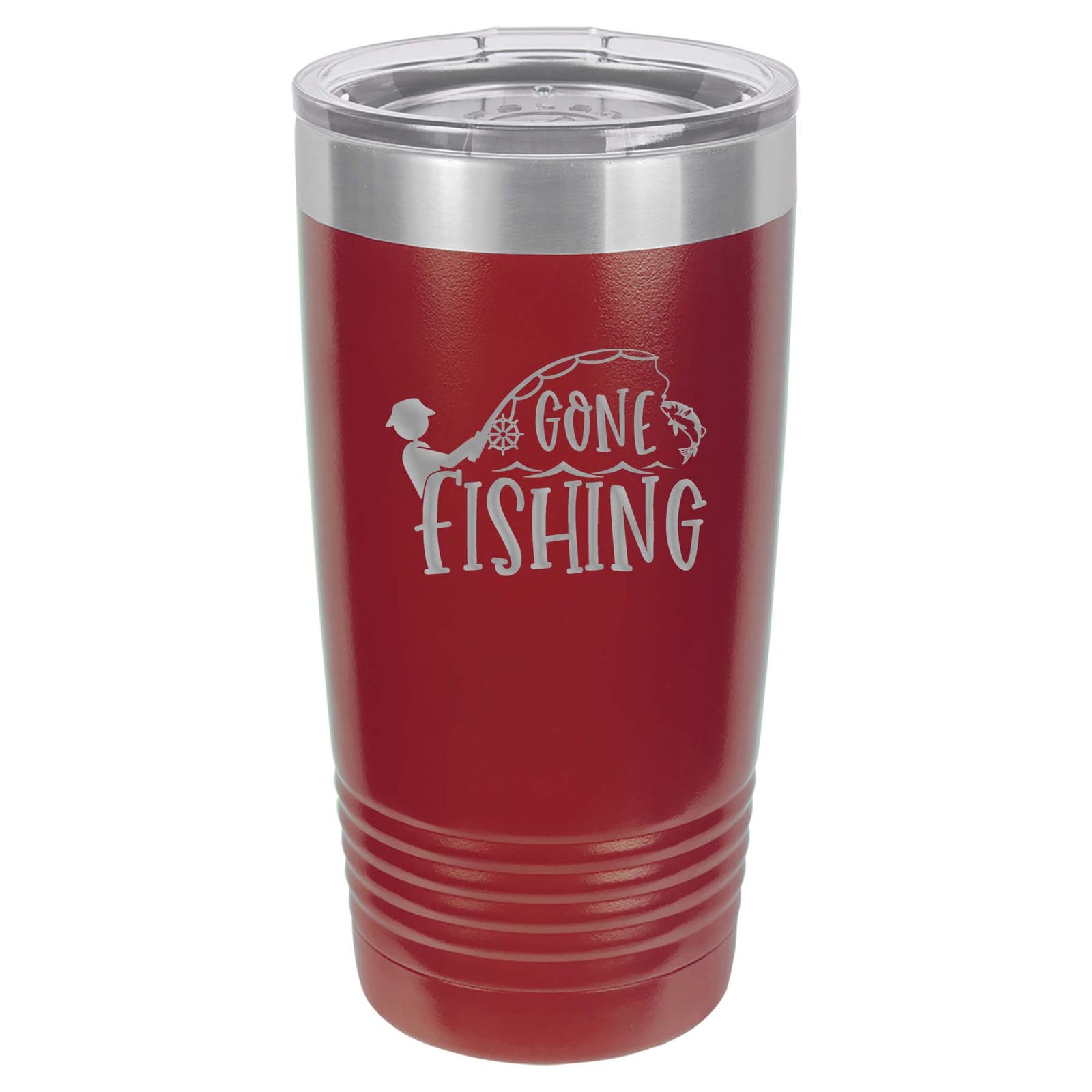 Gone Fishing - Engraved 20oz Polar Camel Tumbler Maroon Sunny Box