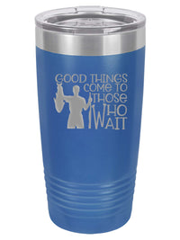 Good Things Come to Those Who Wait - Funny Engraved Fishing Mug - Polar Camel 20oz Blue by Sunny Box
