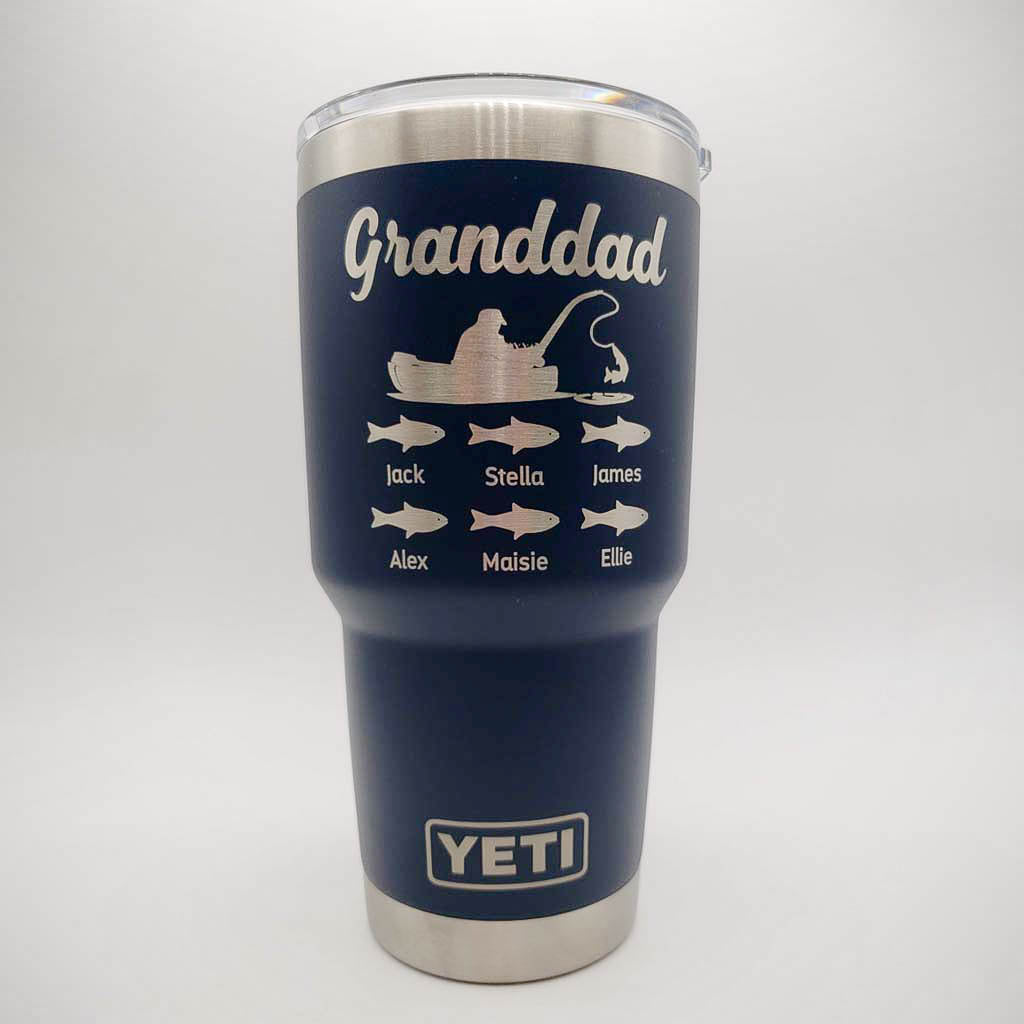 Dad Fisherman with Baby Fish - Personalized YETI Tumbler