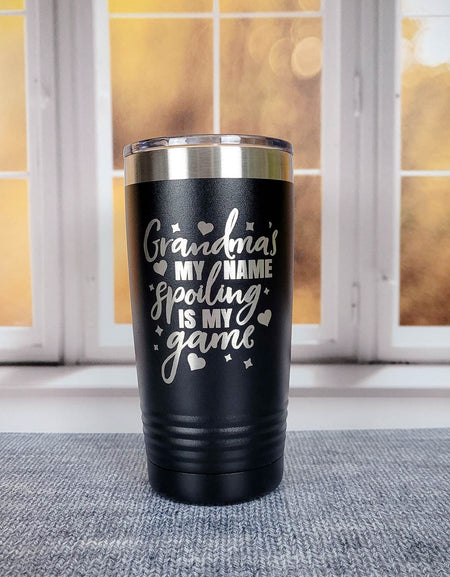 Grandma's My Name Spoiling's My Game - Engraved Polar Camel Tumbler 20oz Black by Sunny Box