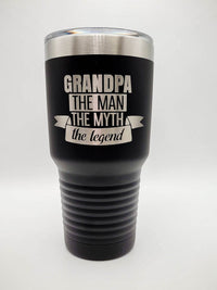 Grandpa The Man the Myth the Legend - Engraved 30oz Polar Camel Tumbler Black - Sunny Box