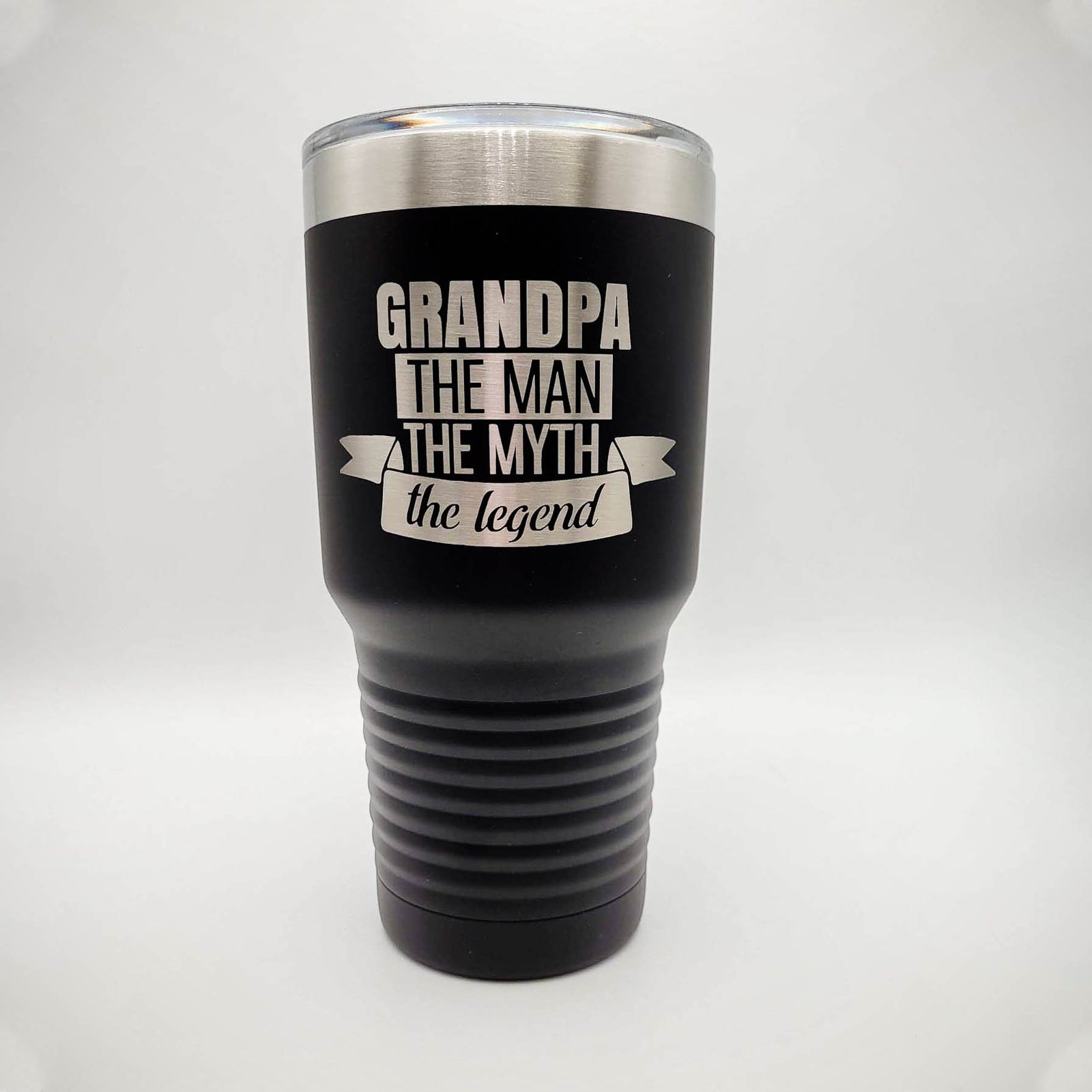 Grandpa The Man the Myth the Legend - Engraved 30oz Polar Camel Tumbler Black - Sunny Box