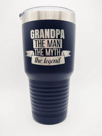 Grandpa The Man the Myth the Legend - Engraved 30oz Polar Camel Tumbler Navy - Sunny Box