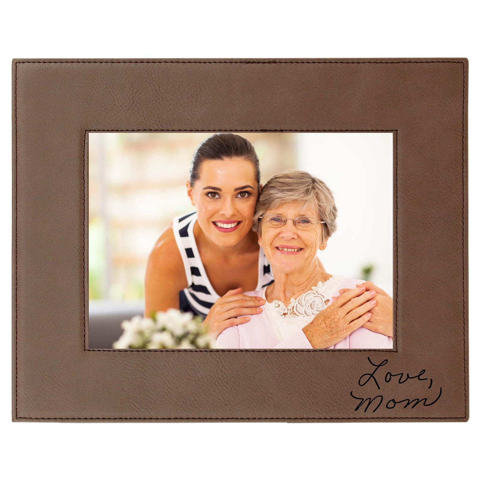 Handwritten Custom Engraved Dark Brown Leatherette Picture Frame by Sunny Box