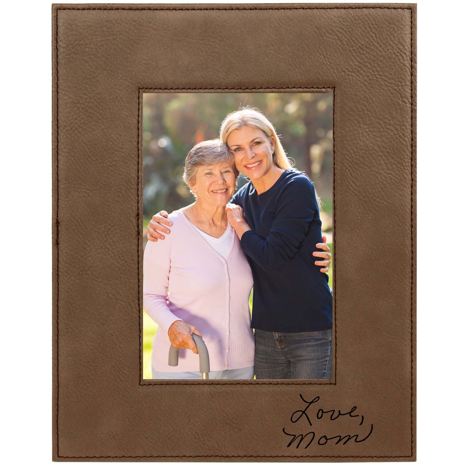 Handwritten Custom Engraved Dark Brown Leatherette Picture Frame by Sunny Box