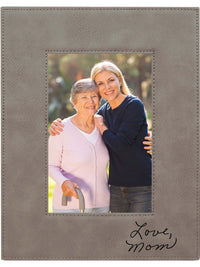 Handwritten Custom Engraved Gray Leatherette Picture Frame by Sunny Box