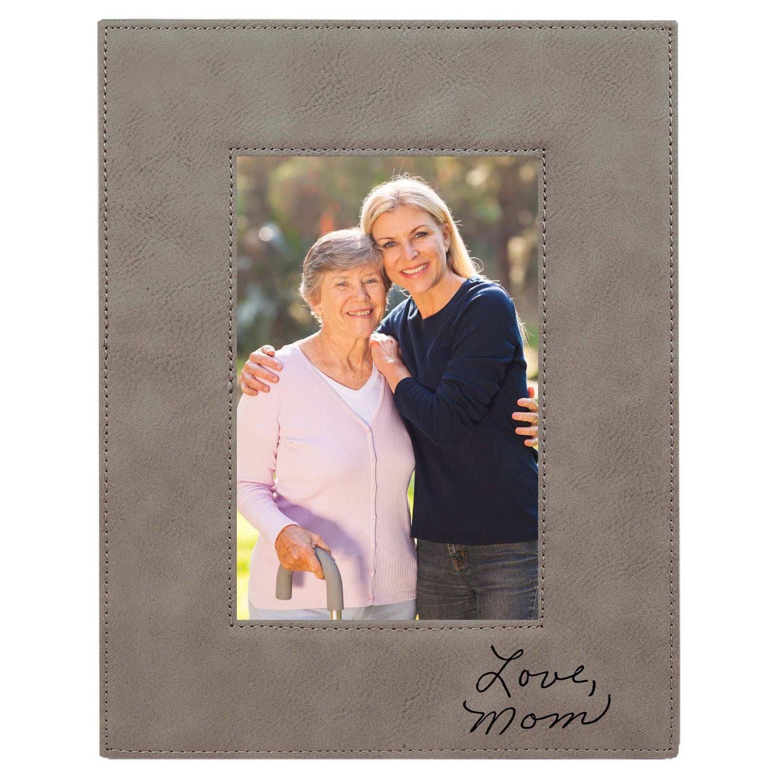 Handwritten Custom Engraved Gray Leatherette Picture Frame by Sunny Box