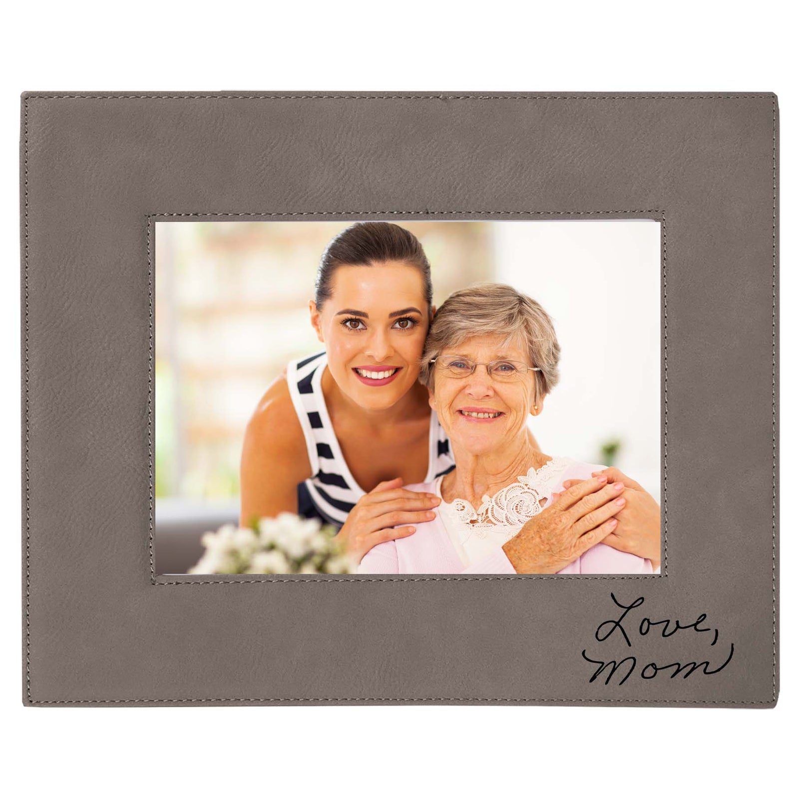 Handwritten Custom Engraved Gray Leatherette Picture Frame by Sunny Box