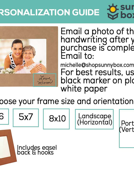 Handwritten Custom Engraved Leatherette Picture Frame