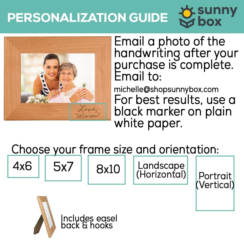 Handwritten Custom Engraved Picture Frame by Sunny Box