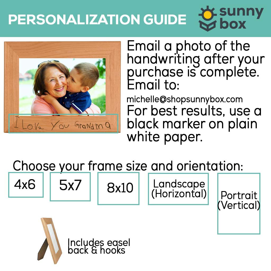 Handwritten Custom Engraved Wood Picture Frame by Sunny Box