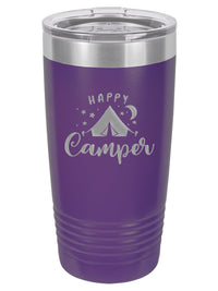 Happy Camper Tent Camping - Engraved Polar Camel Tumbler - Purple 20oz - Sunny Box