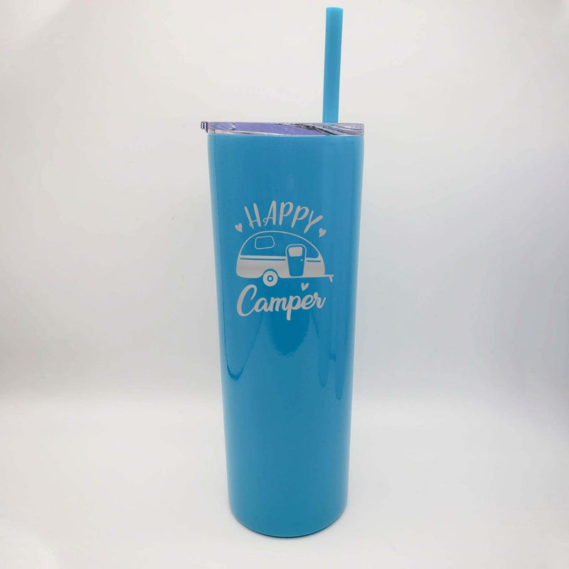 Camping Tumbler, Happy Camper Tumbler, Camping Glitter Tumbler