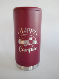 Happy Camper - Engraved Skinny Can Cooler Rosewood Matte - Sunny Box