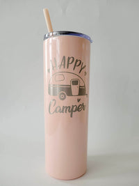 Happy Camper Engraved Skinny Tumbler by Sunny Box