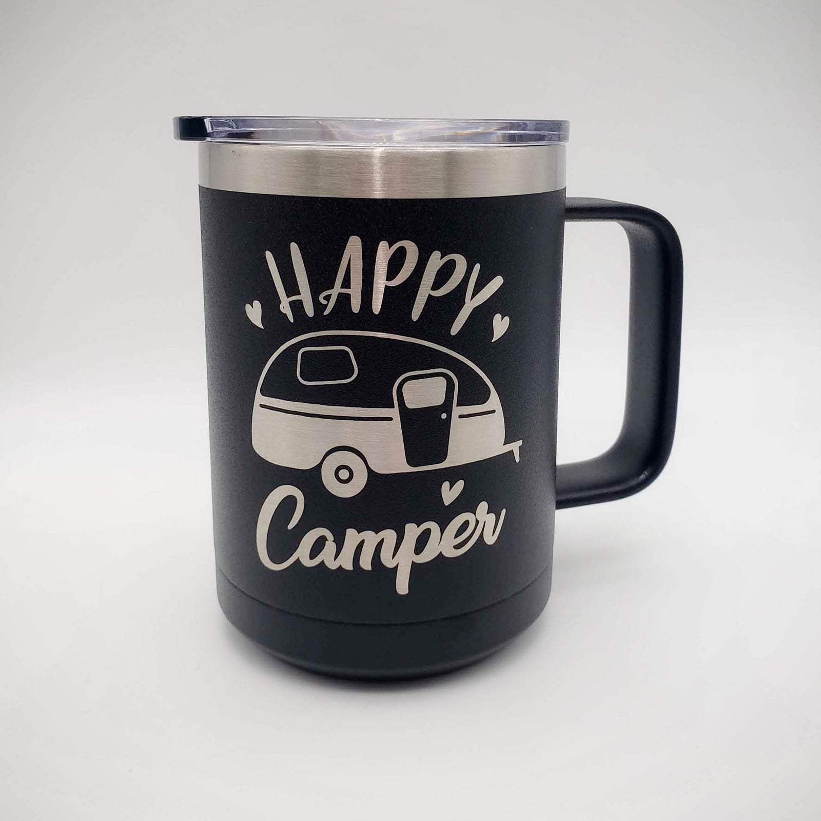 Happy Camper - Engraved 15oz Mug Black Polar Camel - Sunny Box