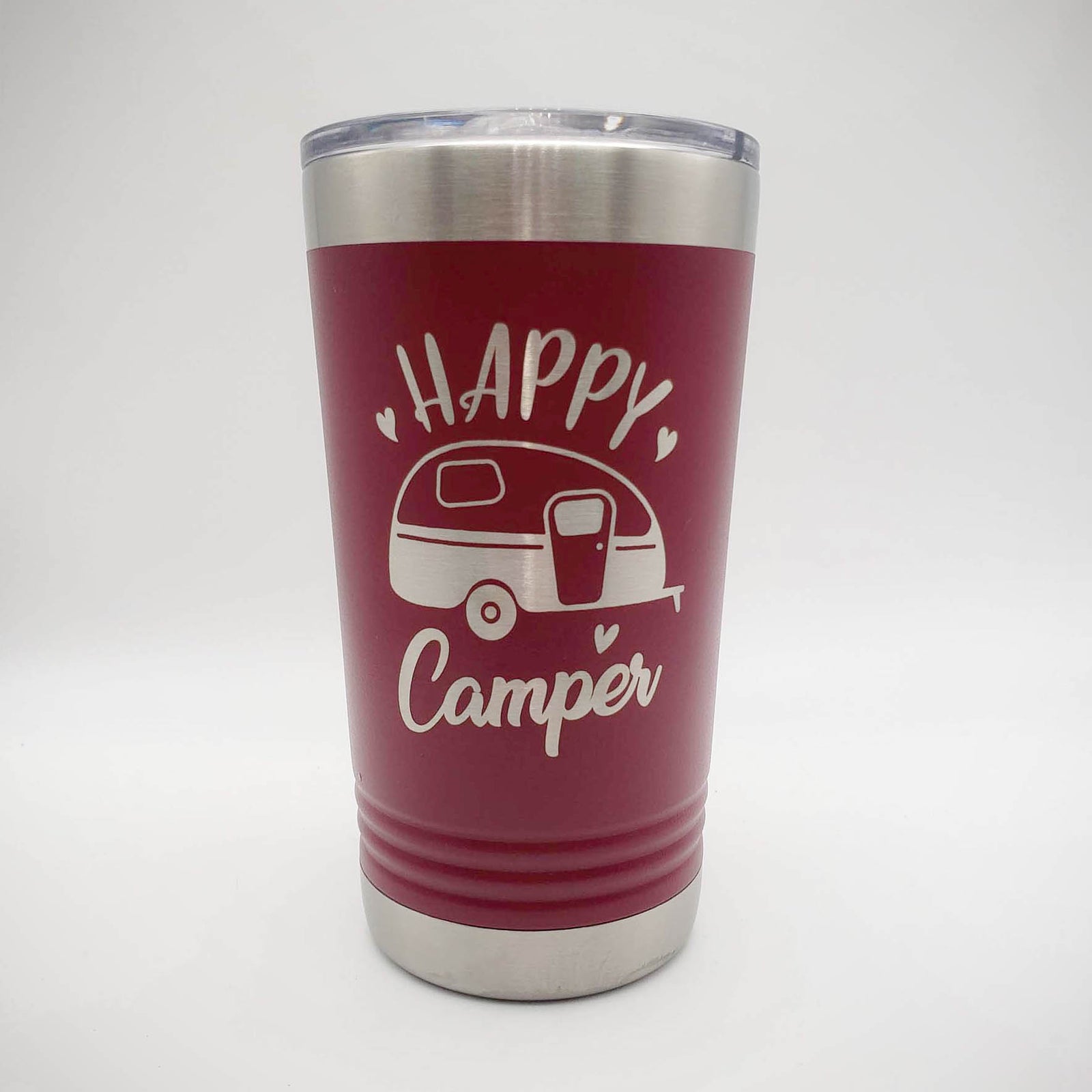 Happy Camper Engraved 16oz Pint Maroon - Sunny Box