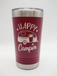 Happy Camper Engraved 16oz Pint Maroon - Sunny Box