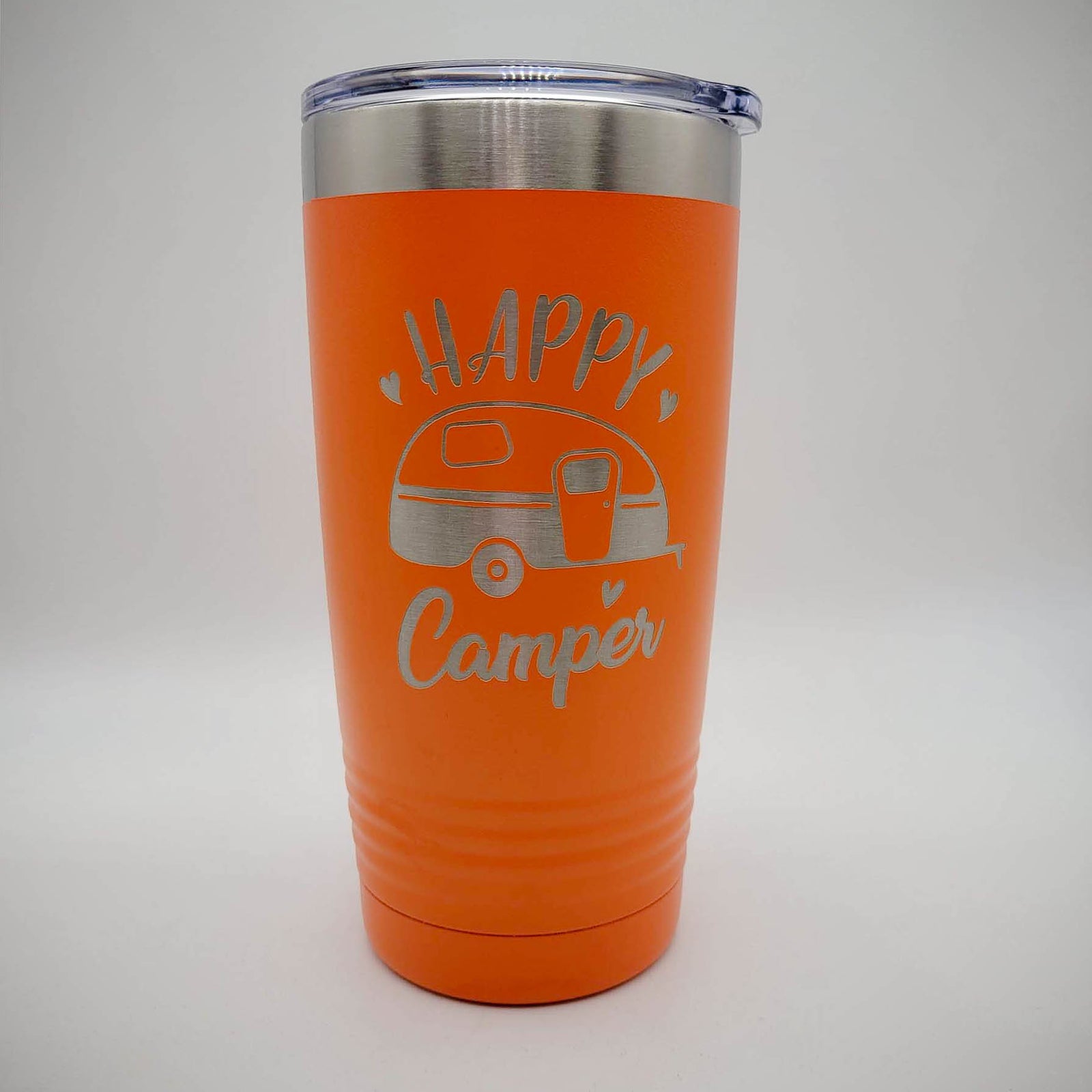 Happy Camper - Engraved 20oz Polar Camel Orange Tumbler - Sunny Box
