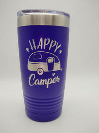 Happy Camper - Engraved 20oz Polar Camel Purple Tumbler - Sunny Box
