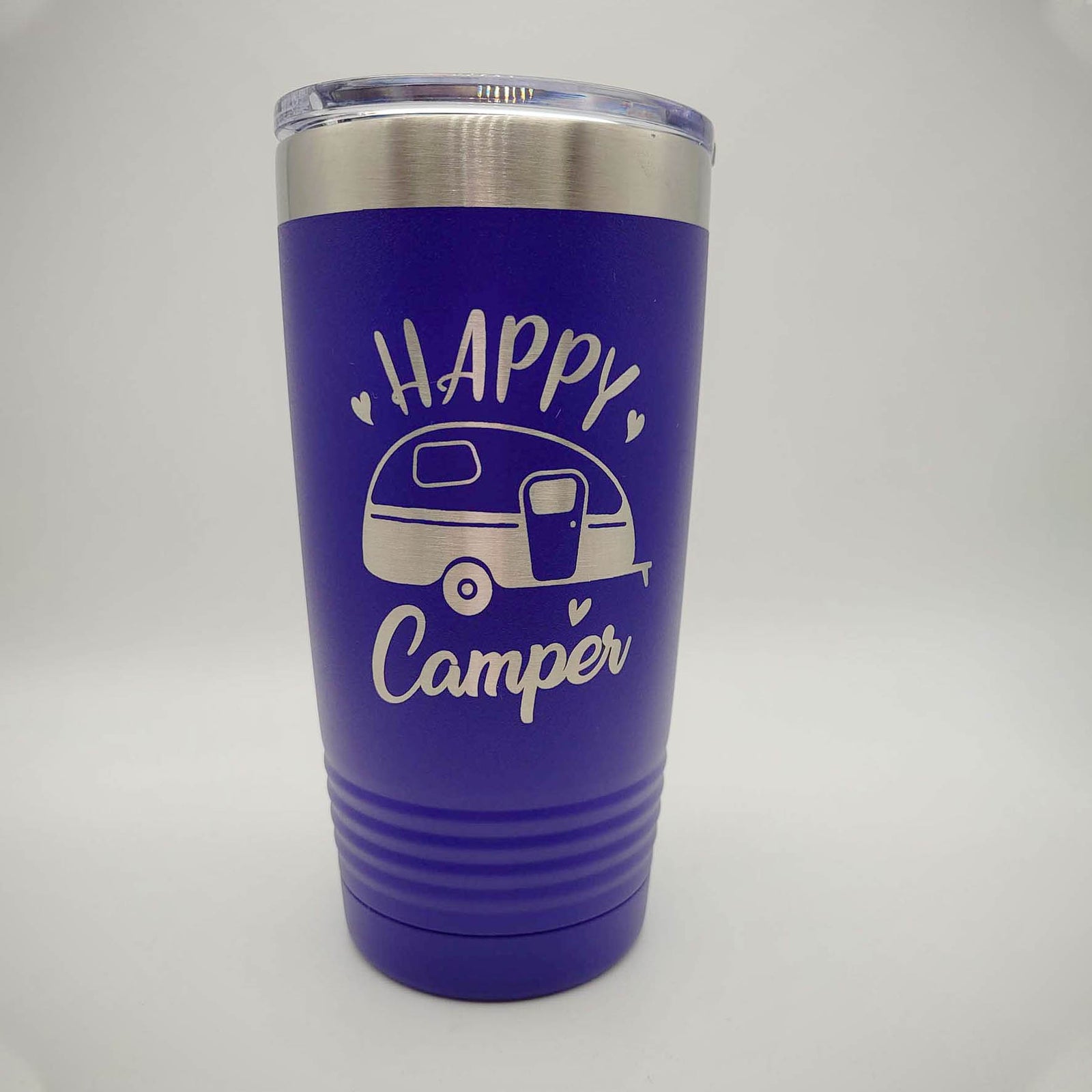 Happy Camper - Engraved 20oz Polar Camel Purple Tumbler - Sunny Box