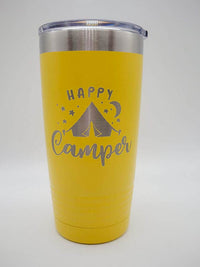 Happy Camper - Engraved 20oz Polar Camel Yellow Tumbler - Sunny Box