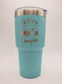 Happy Camper Engraved 30oz Light Blue Polar Camel Tumbler - Sunny Box