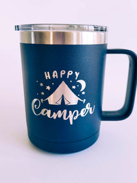 Happy Camper Tent - Engraved Polar Camel 15oz Mug Navy - Sunny Box