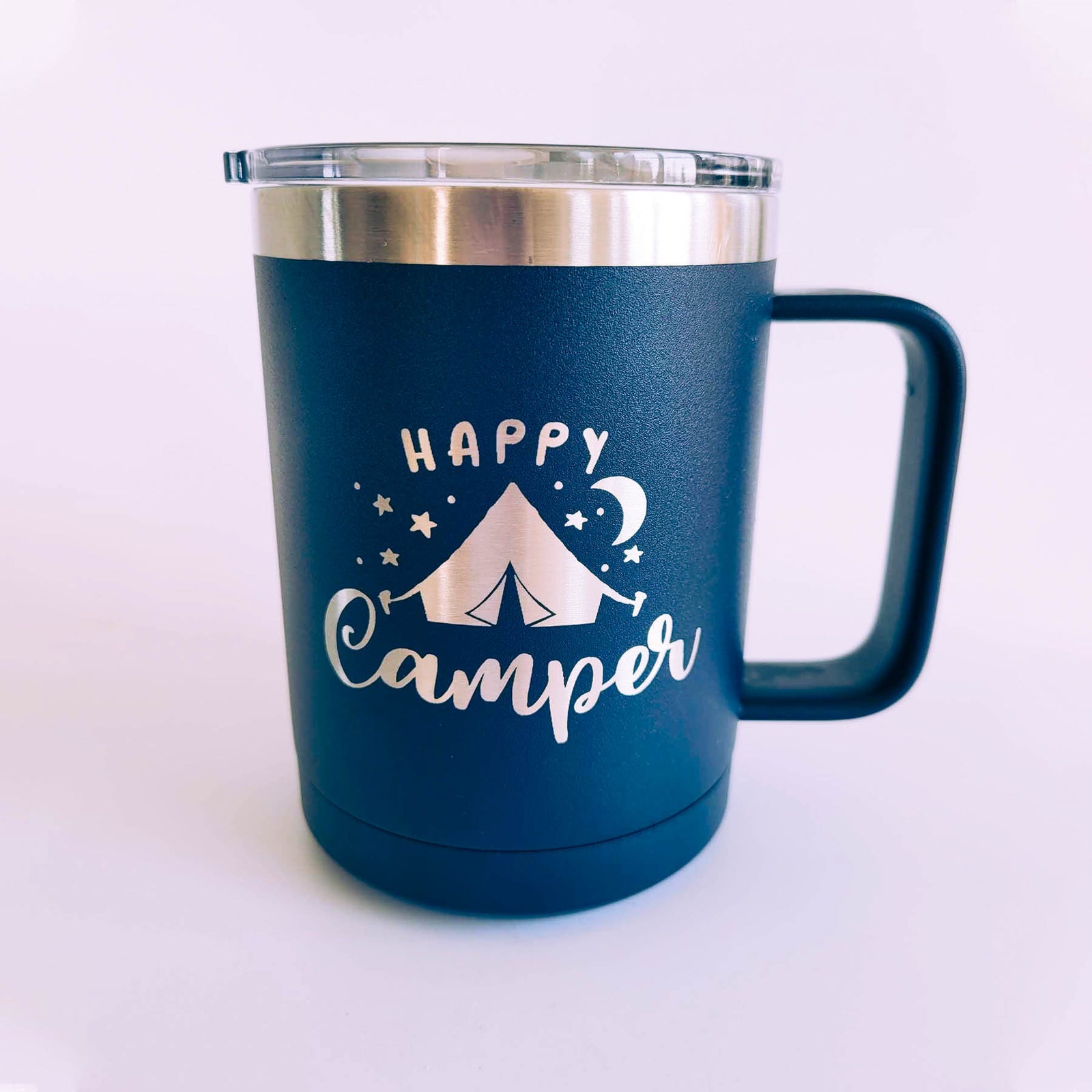 Happy Camper Tent - Engraved Polar Camel 15oz Mug Navy - Sunny Box