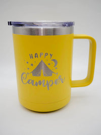 Happy Camper - Engraved 15oz Mug Yellow Polar Camel - Sunny Box