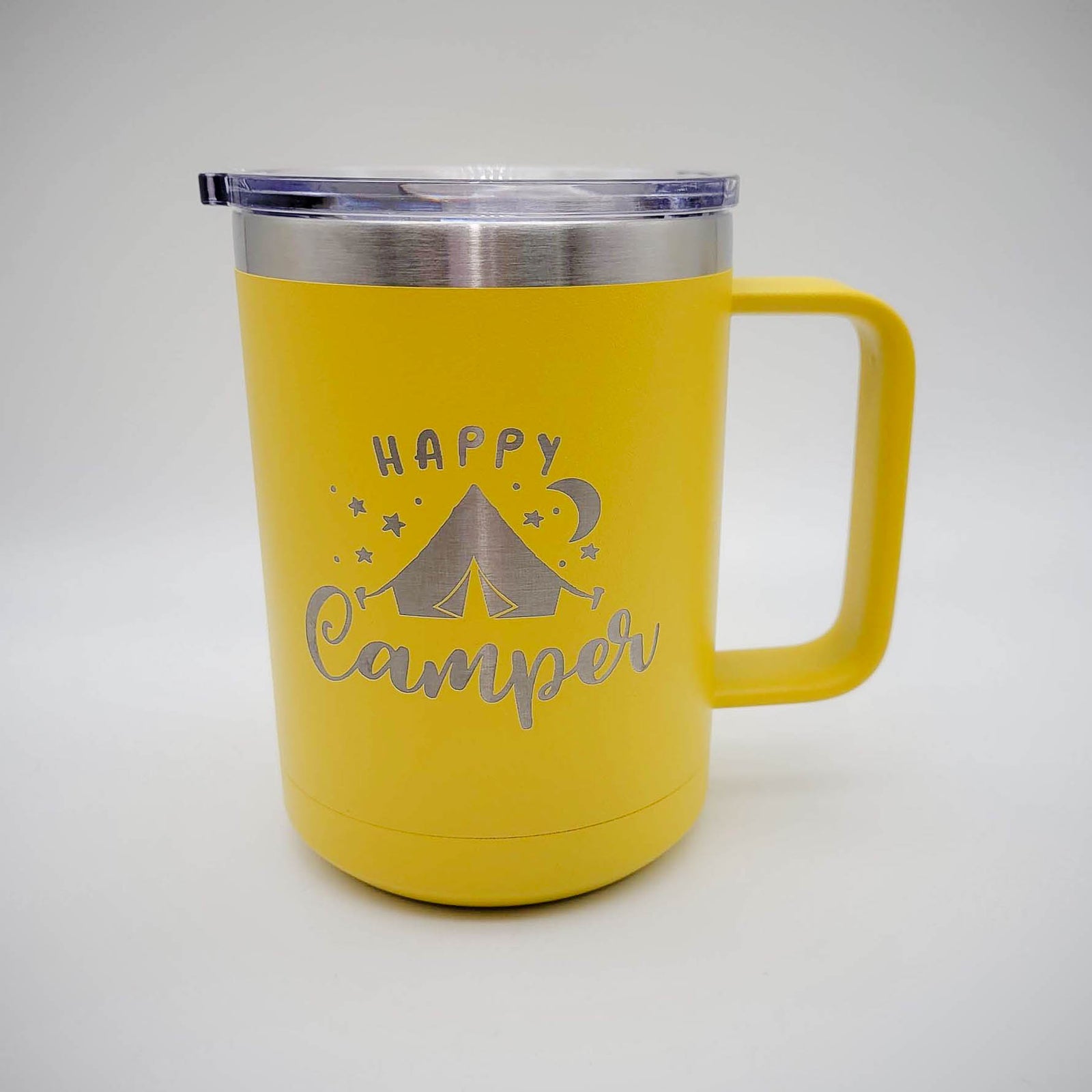 Happy Camper - Engraved 15oz Mug Yellow Polar Camel - Sunny Box