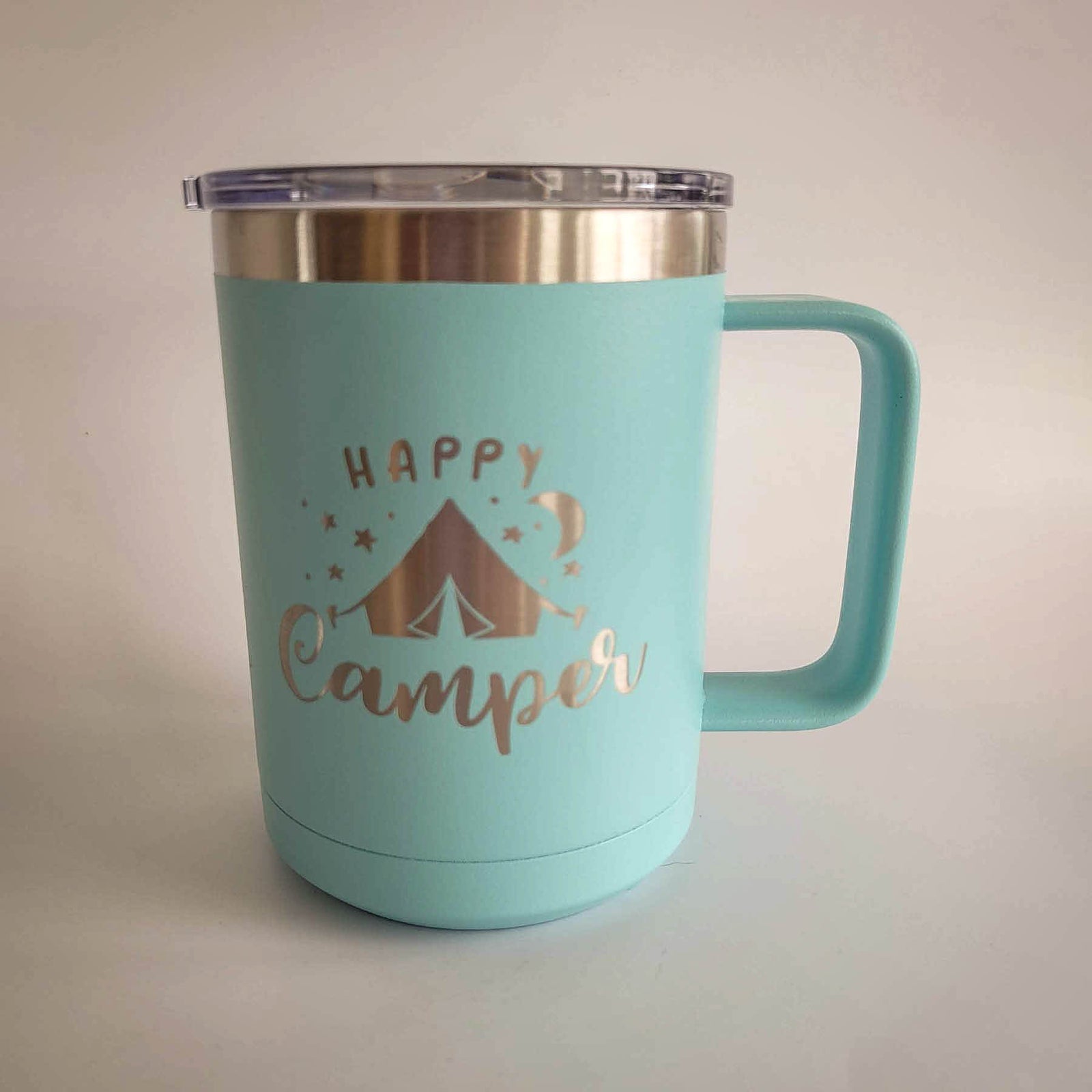 Happy Camper Tent - Engraved Polar Camel 15oz Mug TEal - Sunny Box