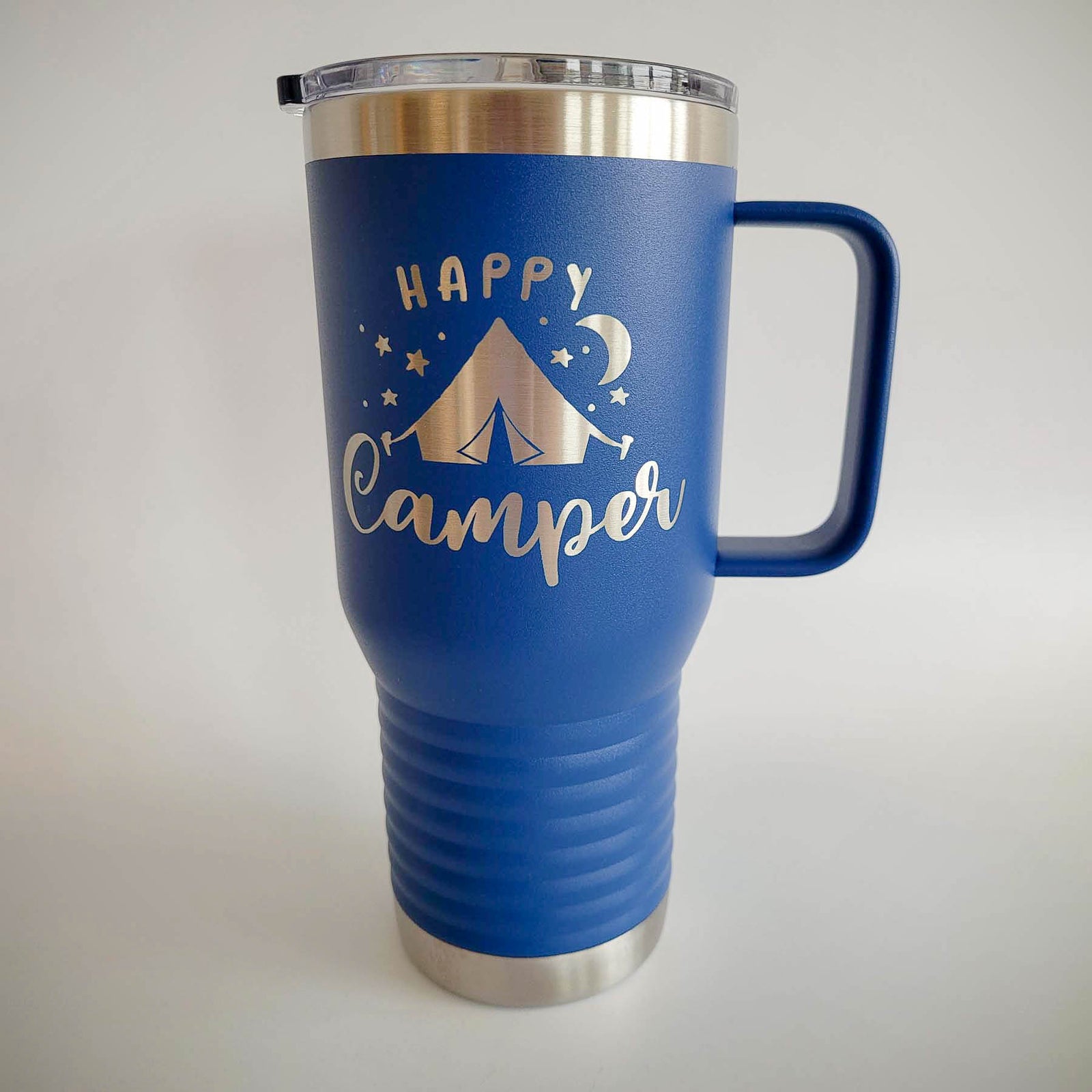 Happy Camper Tent - Engraved Polar Camel 20oz Mug Blue - Sunny Box