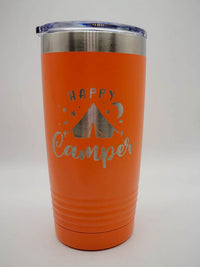 Happy Camper Tent - Engraved 20oz Orange Polar Camel Tumbler Sunny Box