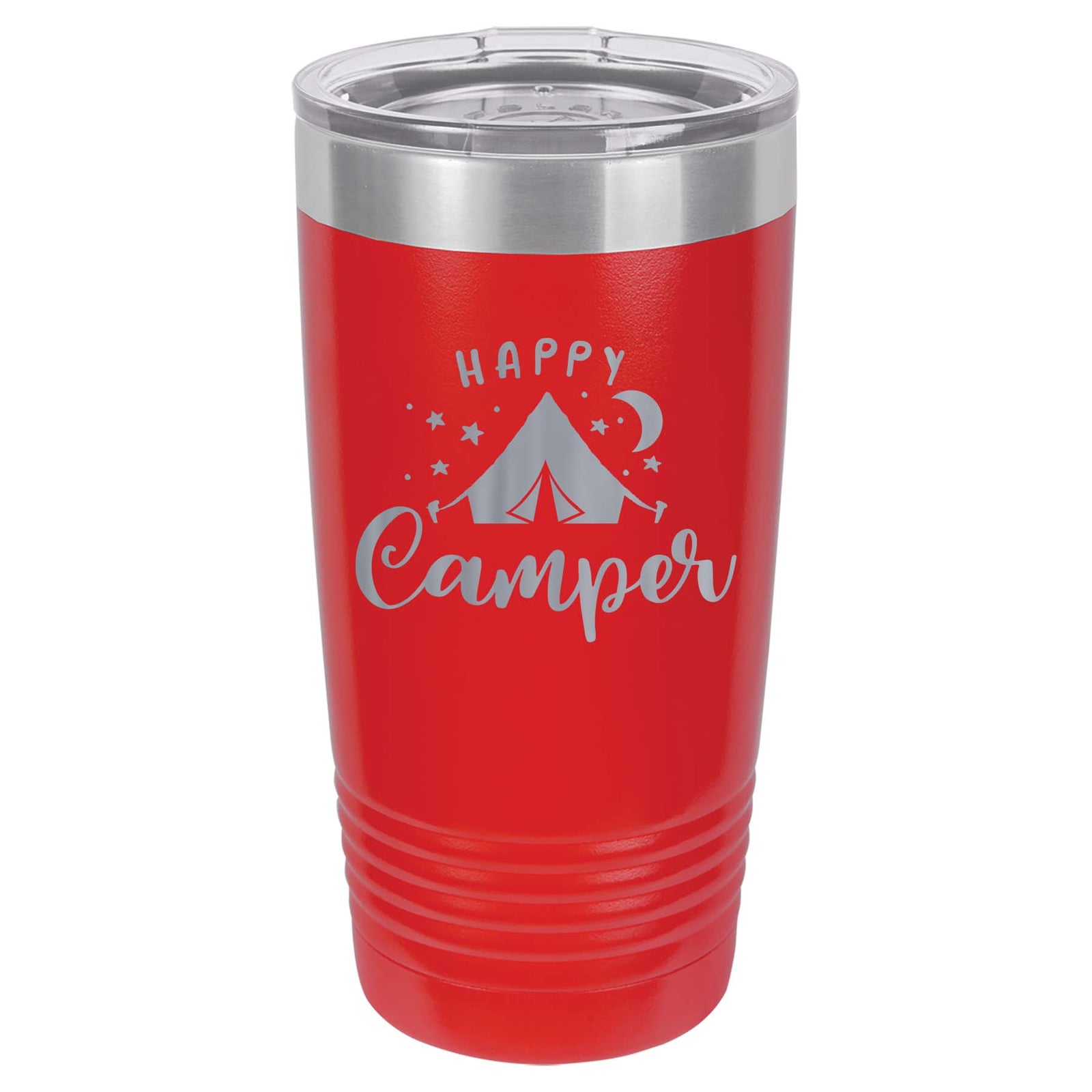 Happy Camper - Engraved 20oz Red Tumbler Polar Camel - Sunny Box