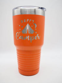 Happy Camper - Engraved 30oz Polar Camel Orange Tumbler - Sunny Box