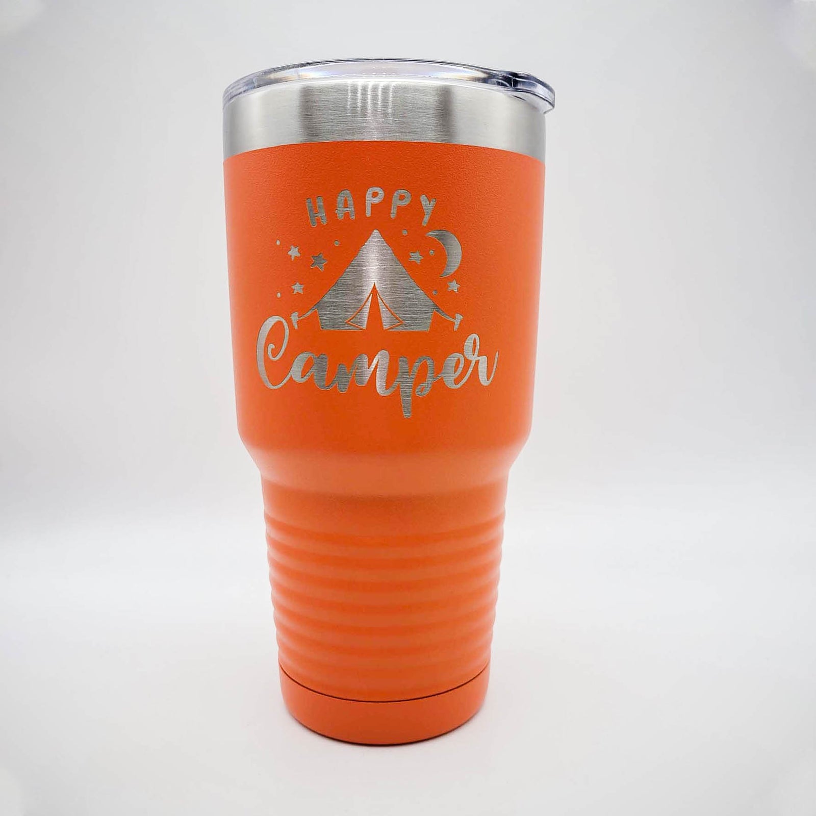 Happy Camper - Engraved 30oz Polar Camel Orange Tumbler - Sunny Box