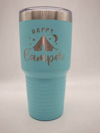 Happy Camper - Engraved 30oz Polar Camel Teal Tumbler - Sunny Box