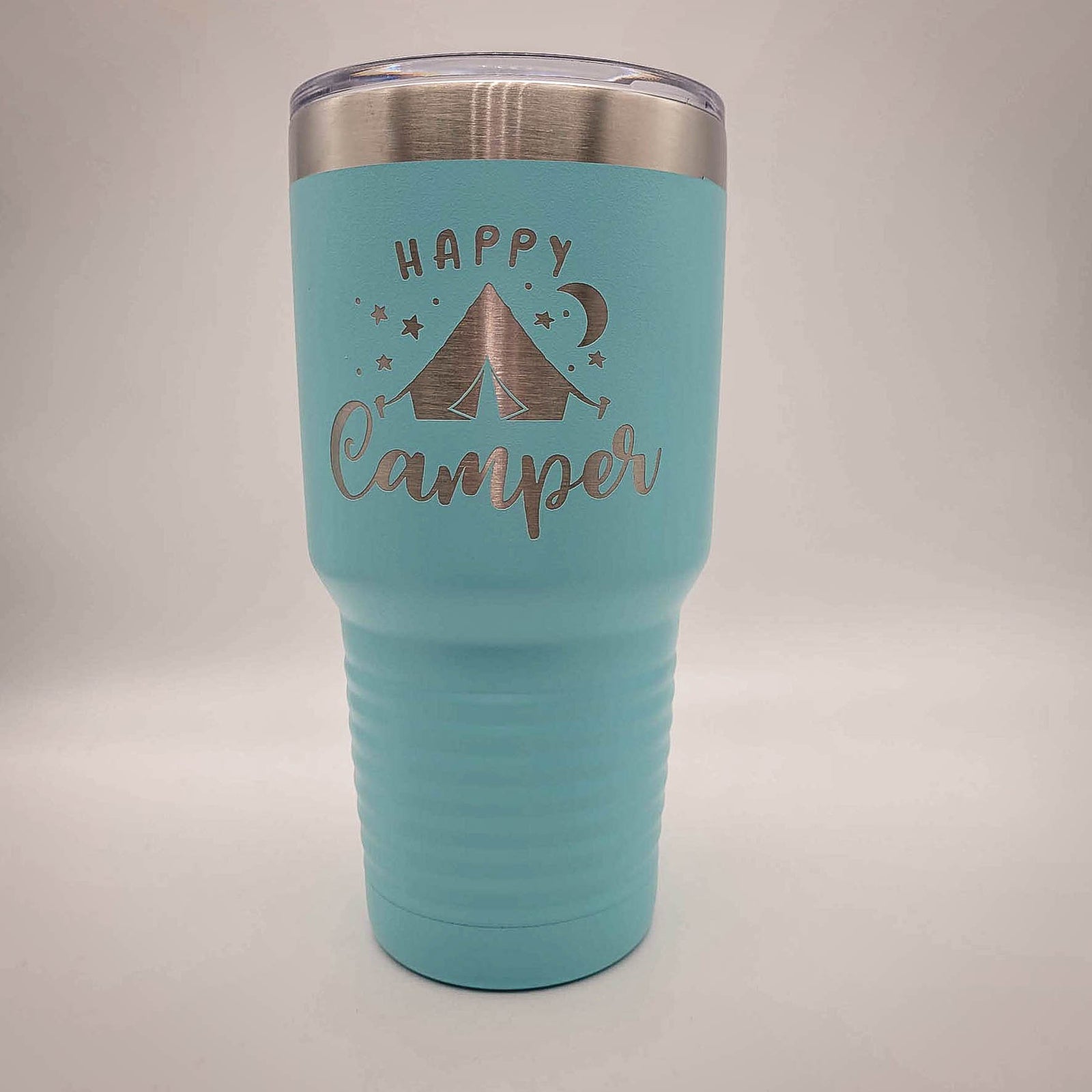 Happy Camper - Engraved 30oz Polar Camel Teal Tumbler - Sunny Box